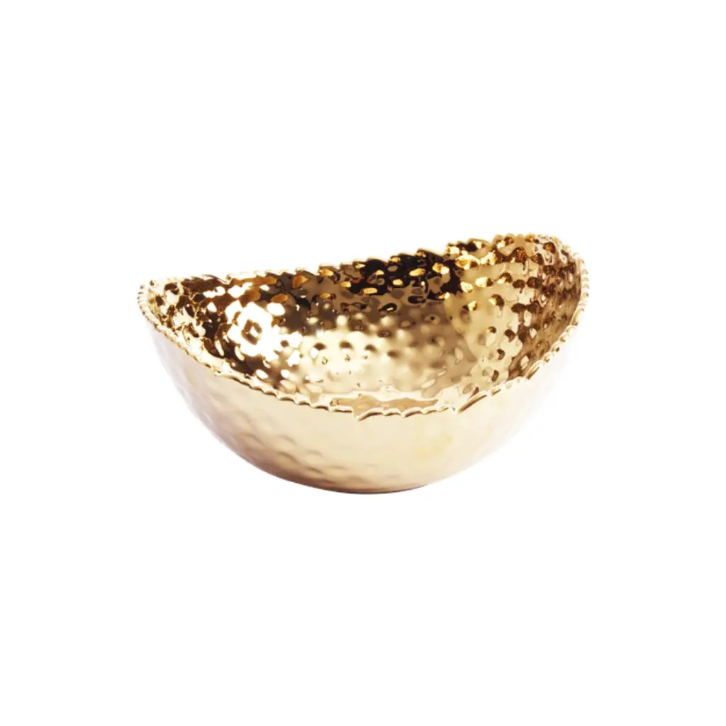 Pampa Bay Golden Millennium Medium Oval Bowl modern porcelain serving dish for dining table