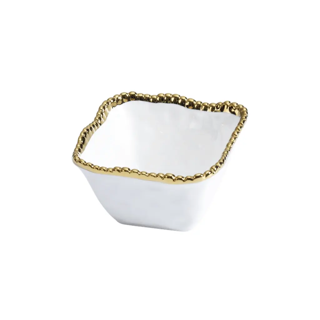 Pampa Bay Golden Salerno Square Snack Bowl modern porcelain snack dish for dining or kitchen