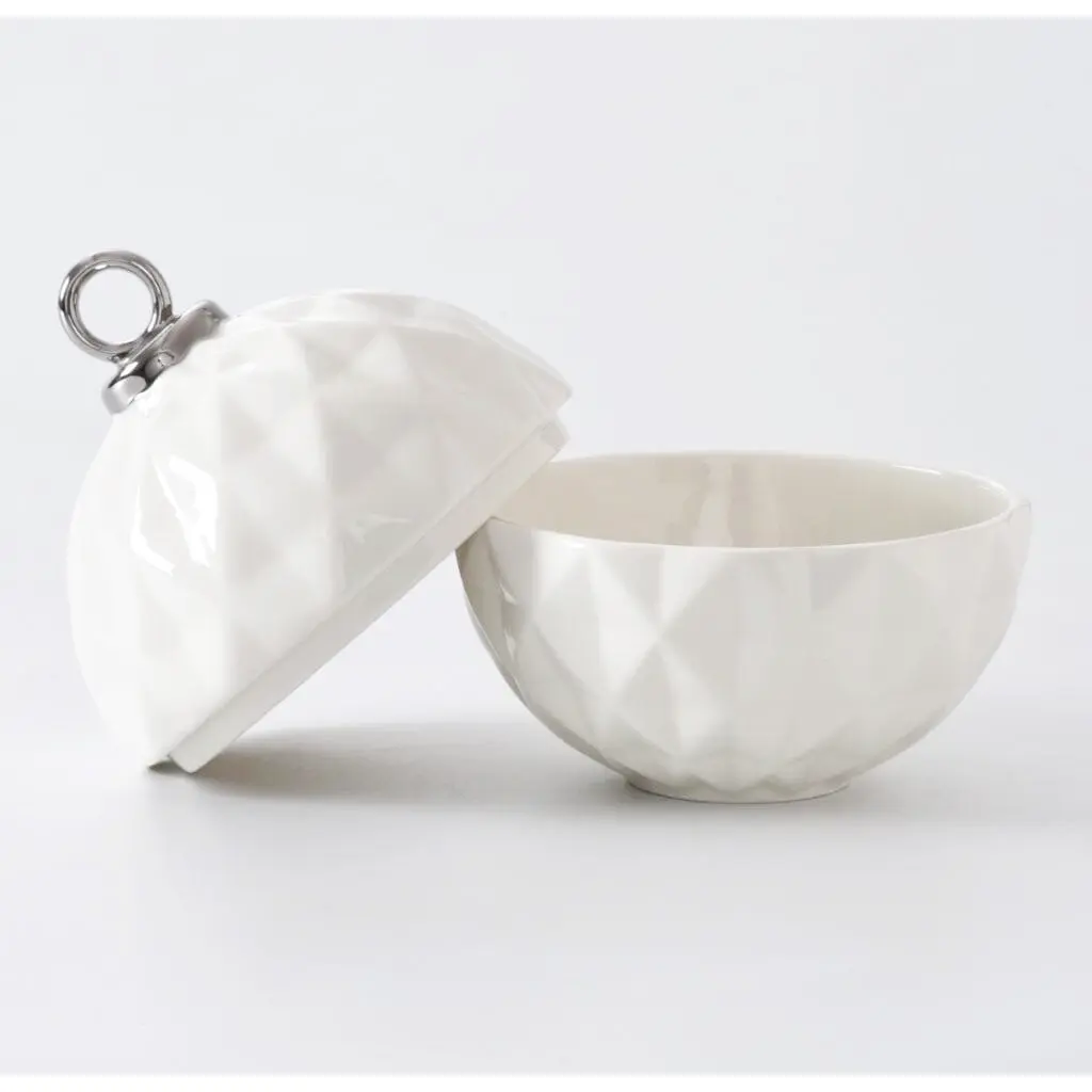 Pampa Bay Large Ornament Bowl Silver silver holiday centerpiece bowl for dining or living room