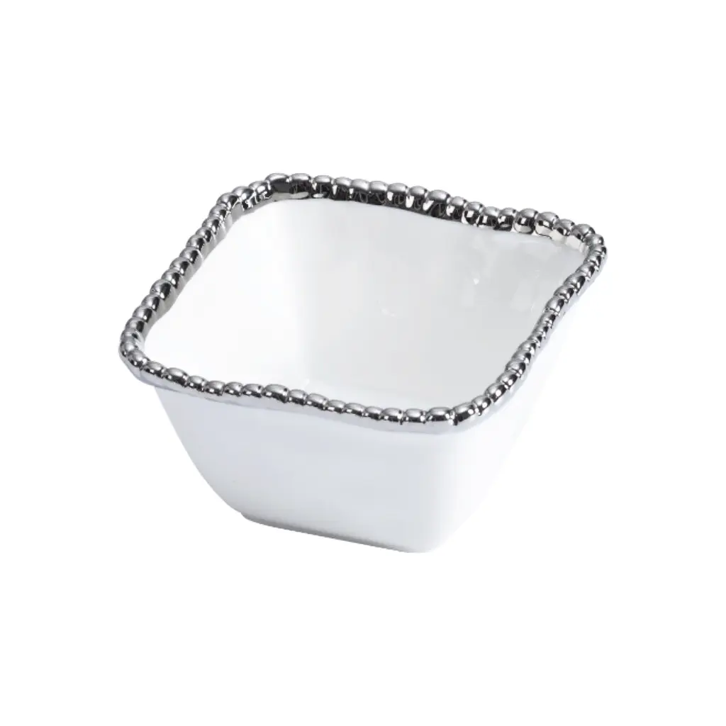 Pampa Bay Salerno Square Porcelain Snack Bowl chic serving bowl for kitchen or living room table