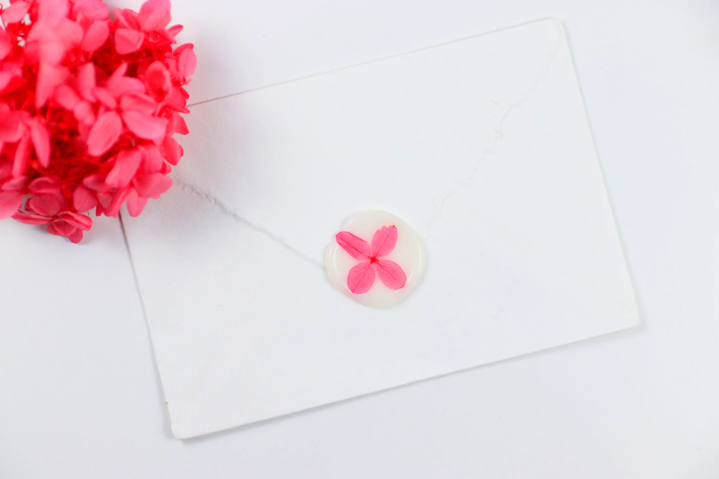 Pink Hydrangea Wax Seal Pack of 10 or 25 for romantic invitations or DIY projects.