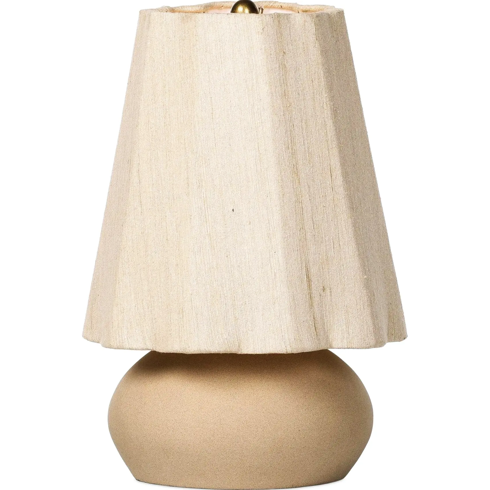 Posie tan ceramic table lamp with linen shade for cozy bedroom or living room decor