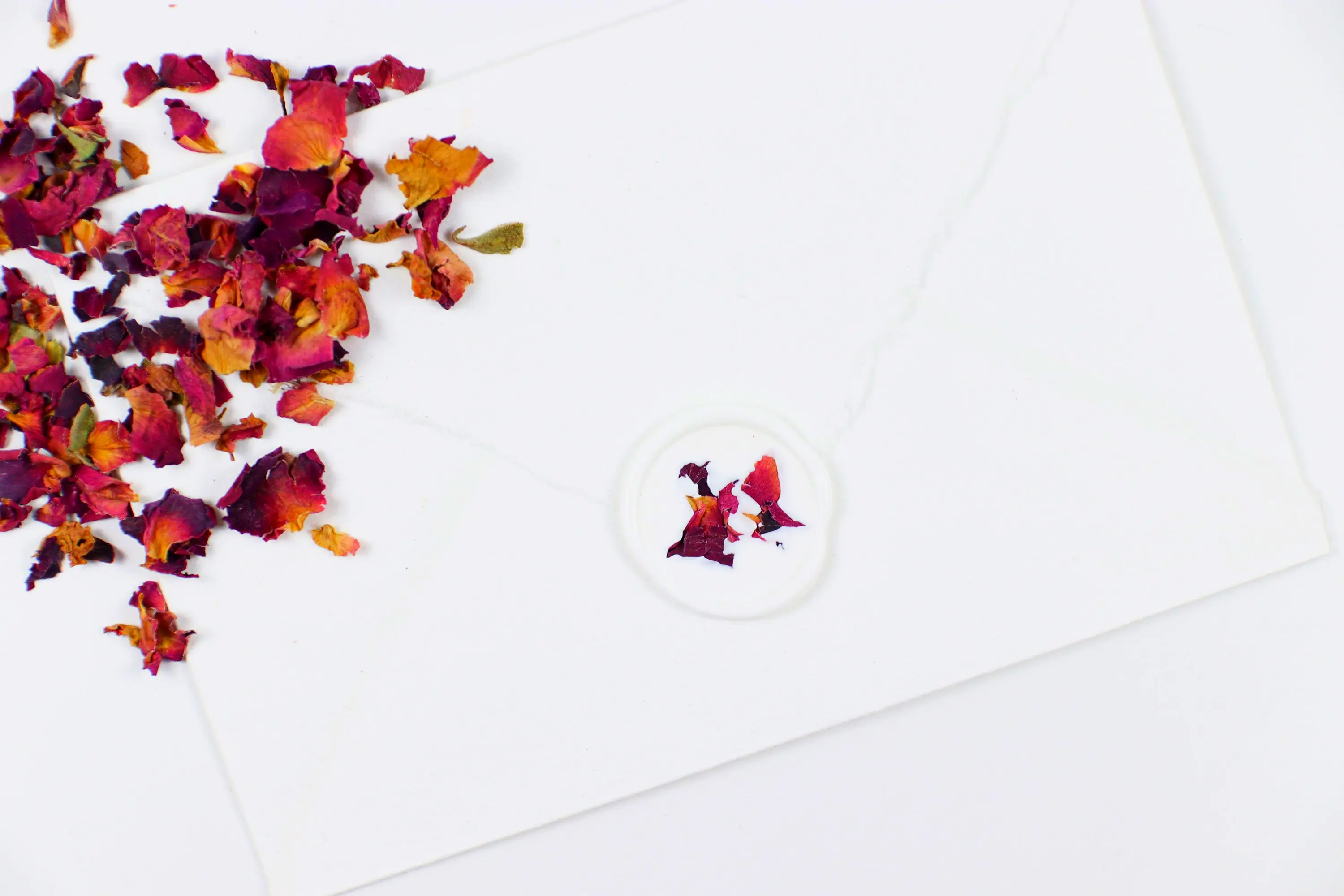 Red Rose Petals Wax Seal Pack of 10 or 25 for love letters or wedding decor.