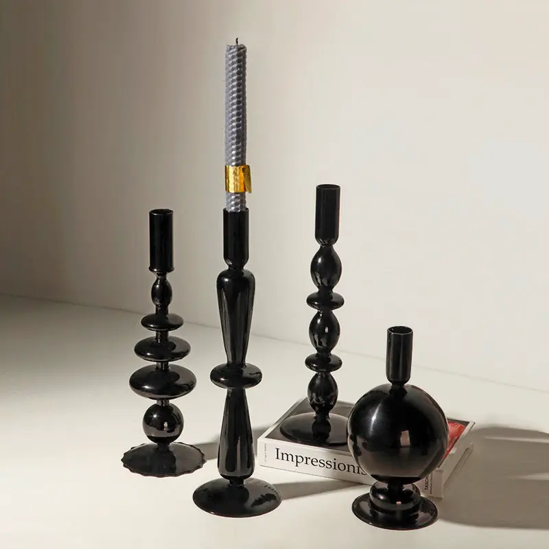 Vintage inspired Retro Black Candleholder in various styles elegant dining room table centerpiece or mantel decoration