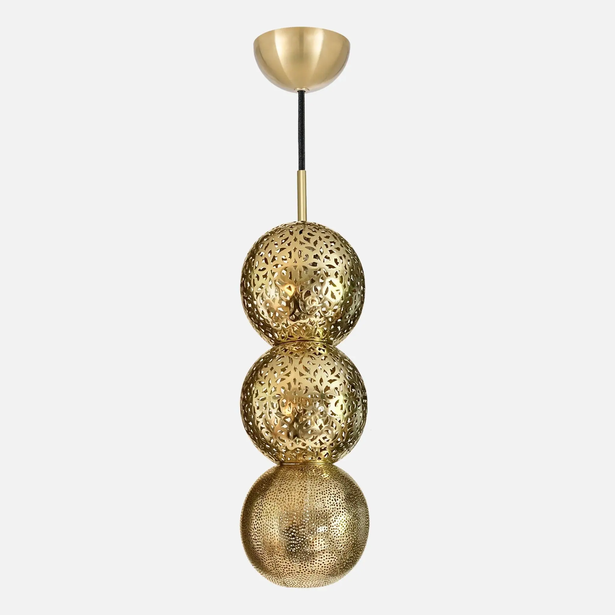Riad three brass Moroccan chandelier for grand dining room or entryway lighting