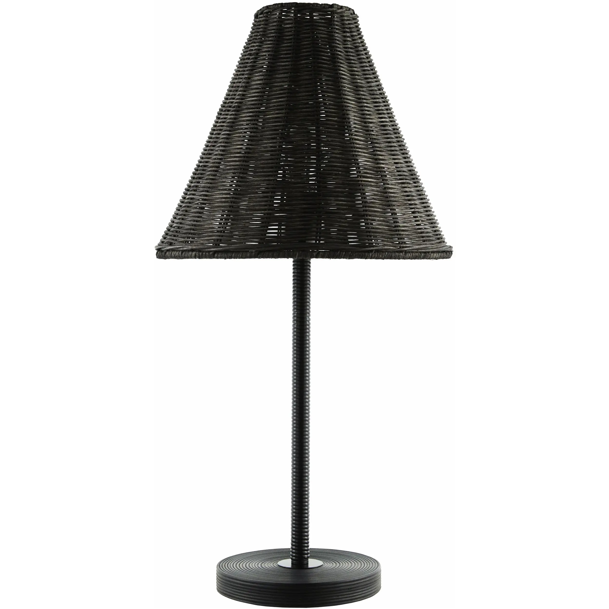 Safe iron and resin accent table lamp for rustic bedside or console table lighting
