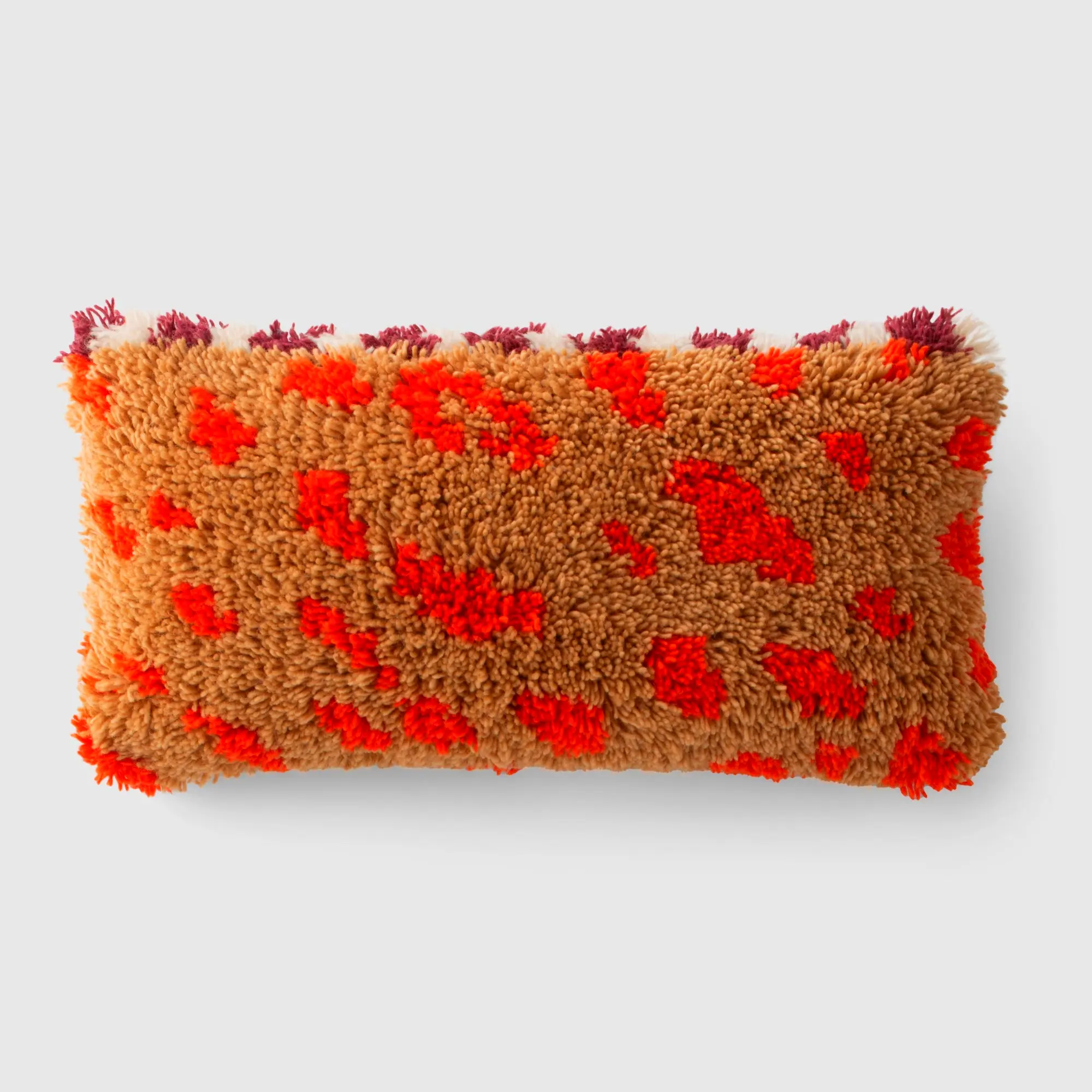 Persimmon Dune shag wool pillows for cozy living room or bedroom decor.