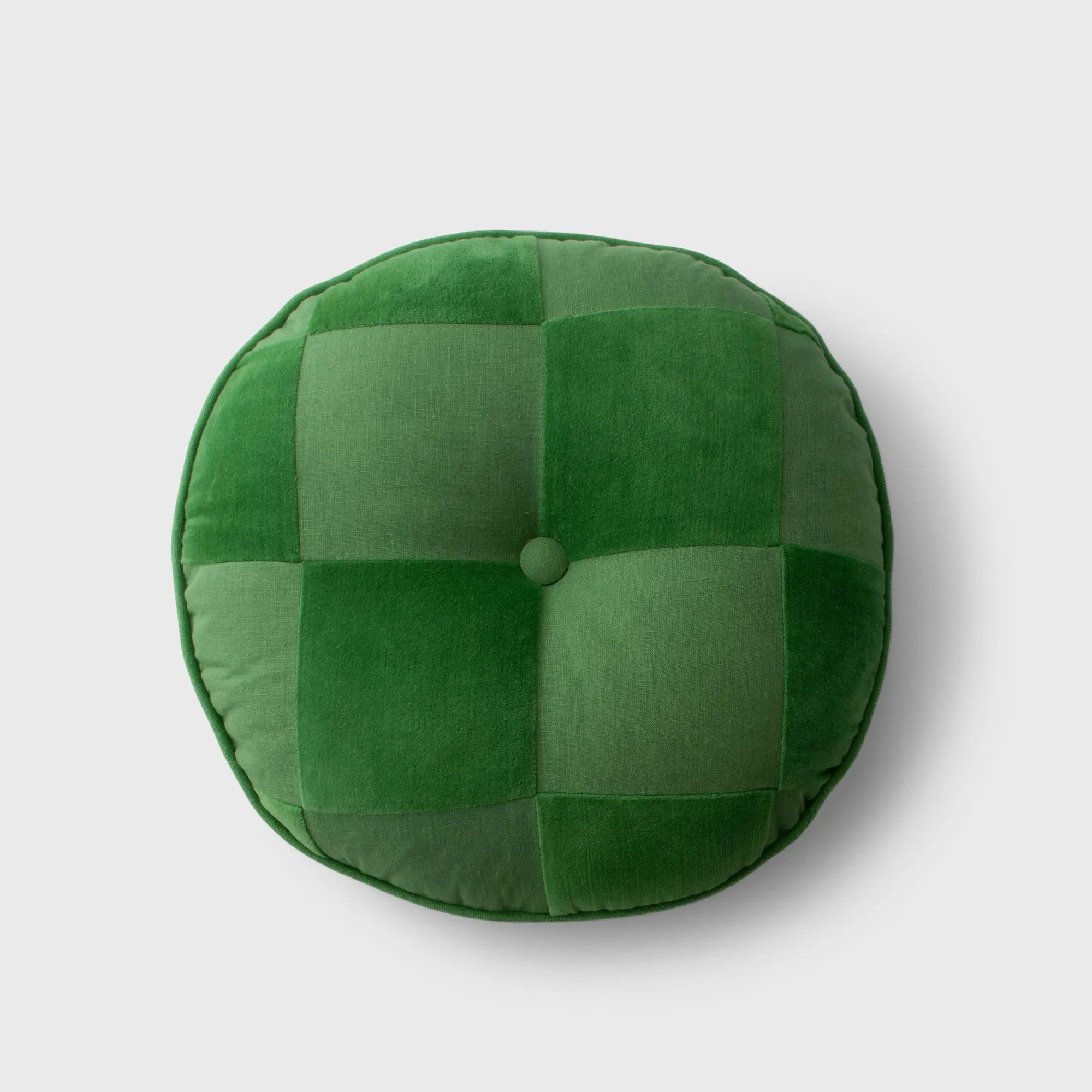 Green Blue Camel velvet linen circle pillows for chic living room or bedroom decor.