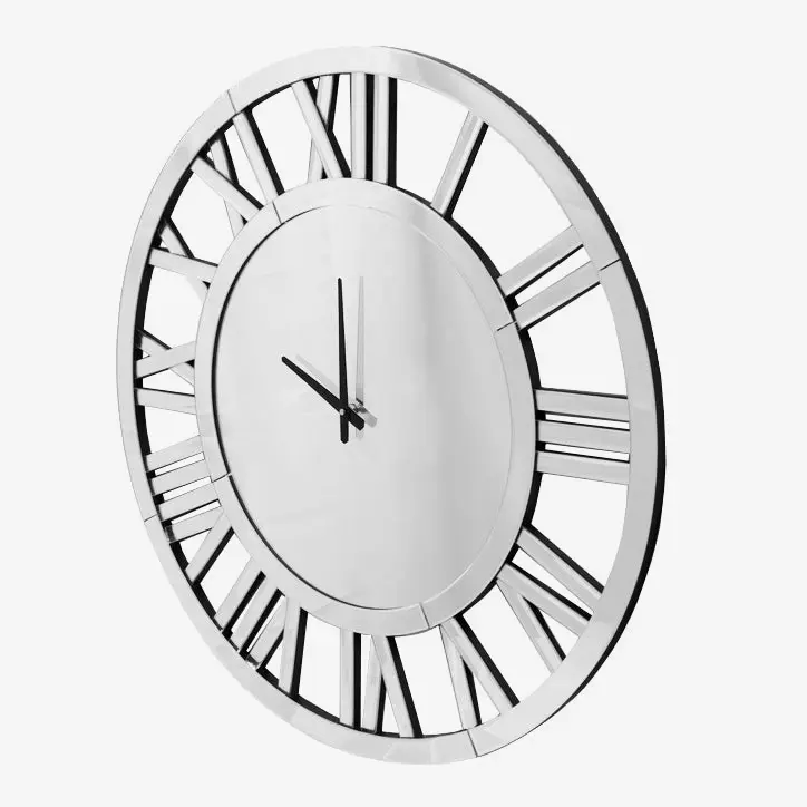 Seguso elegant glass mirror wall clock reflective timepiece for living room bedroom or entryway decor