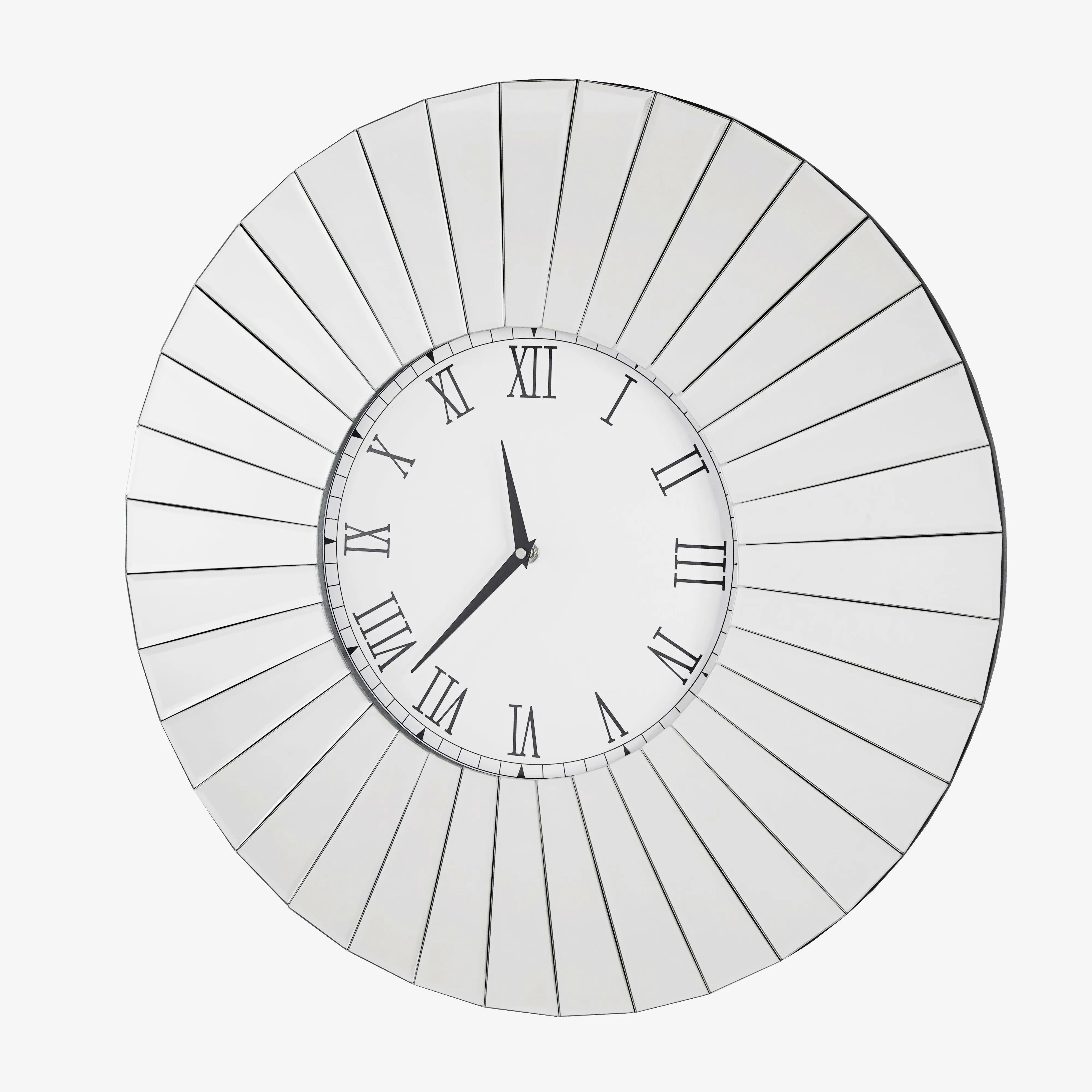 Seguso stylish glass mirror wall clock contemporary reflective timepiece for entryway bedroom or dining room