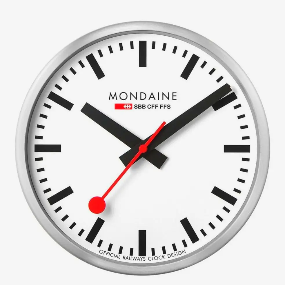 Sleek silver aluminum wall clock 25cm perfect for office bathroom or minimalist modern interiors.