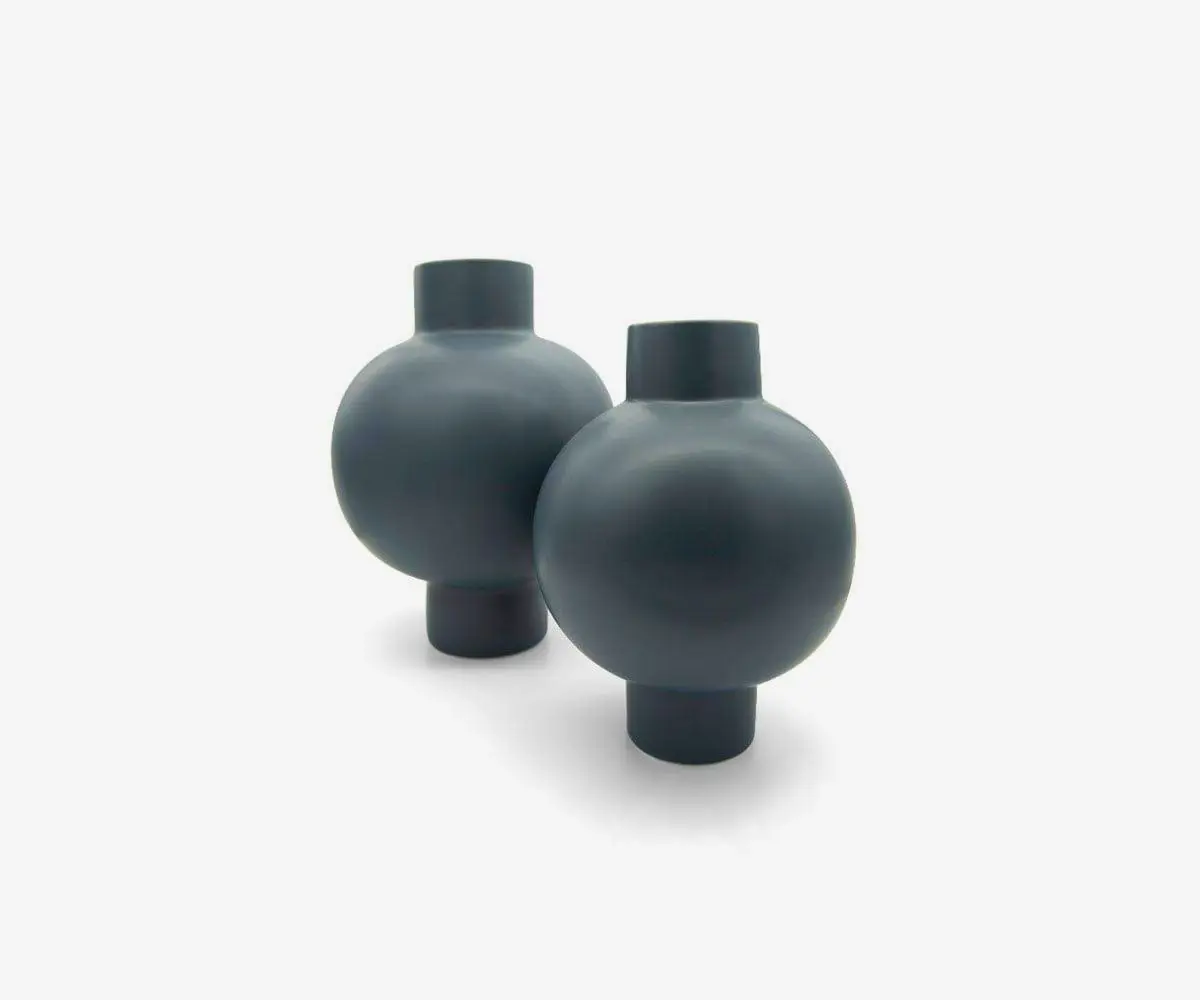 Navy spherical ceramic vase small medium large for any room.