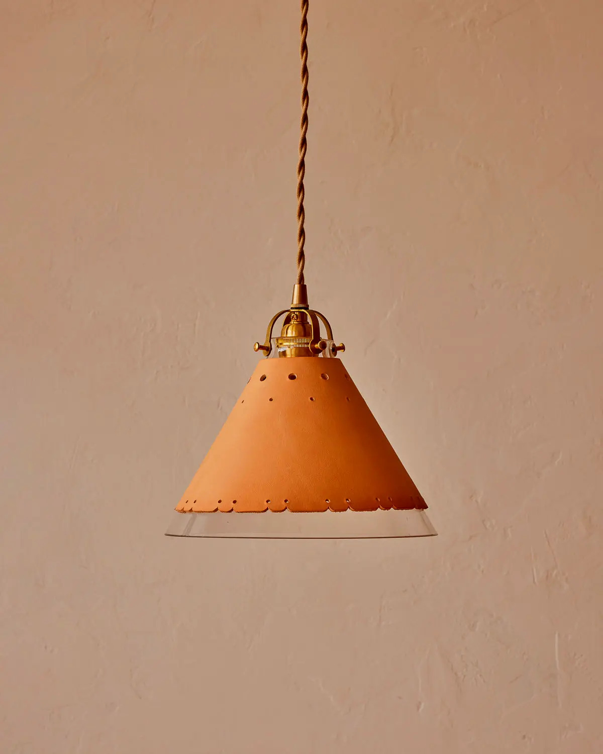 Stella pendant light natural tan glass hanging light room decor lighting.