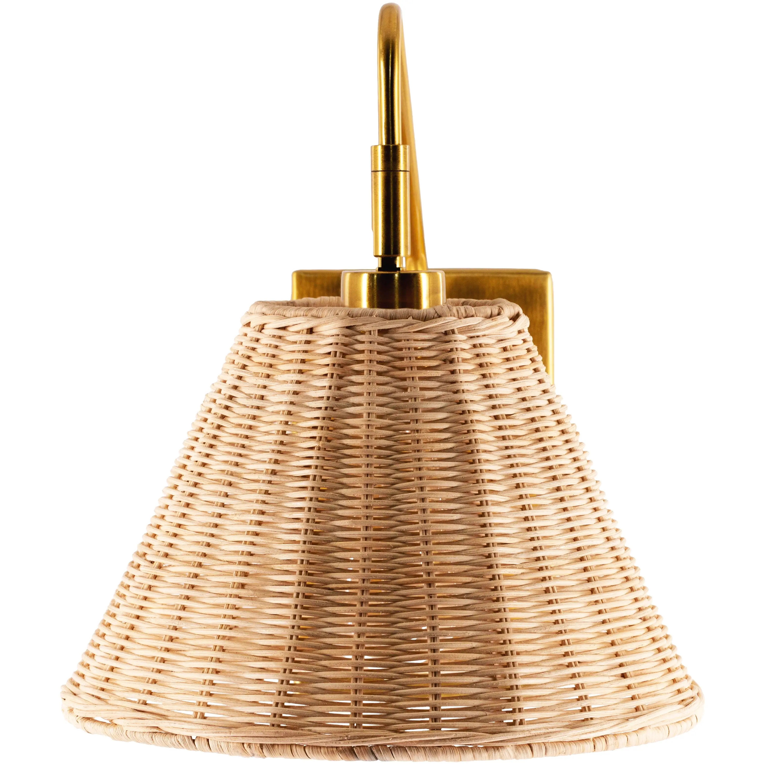 Iron rattan boho wall sconce, natural woven wall lighting for bedroom, living room or garden décor