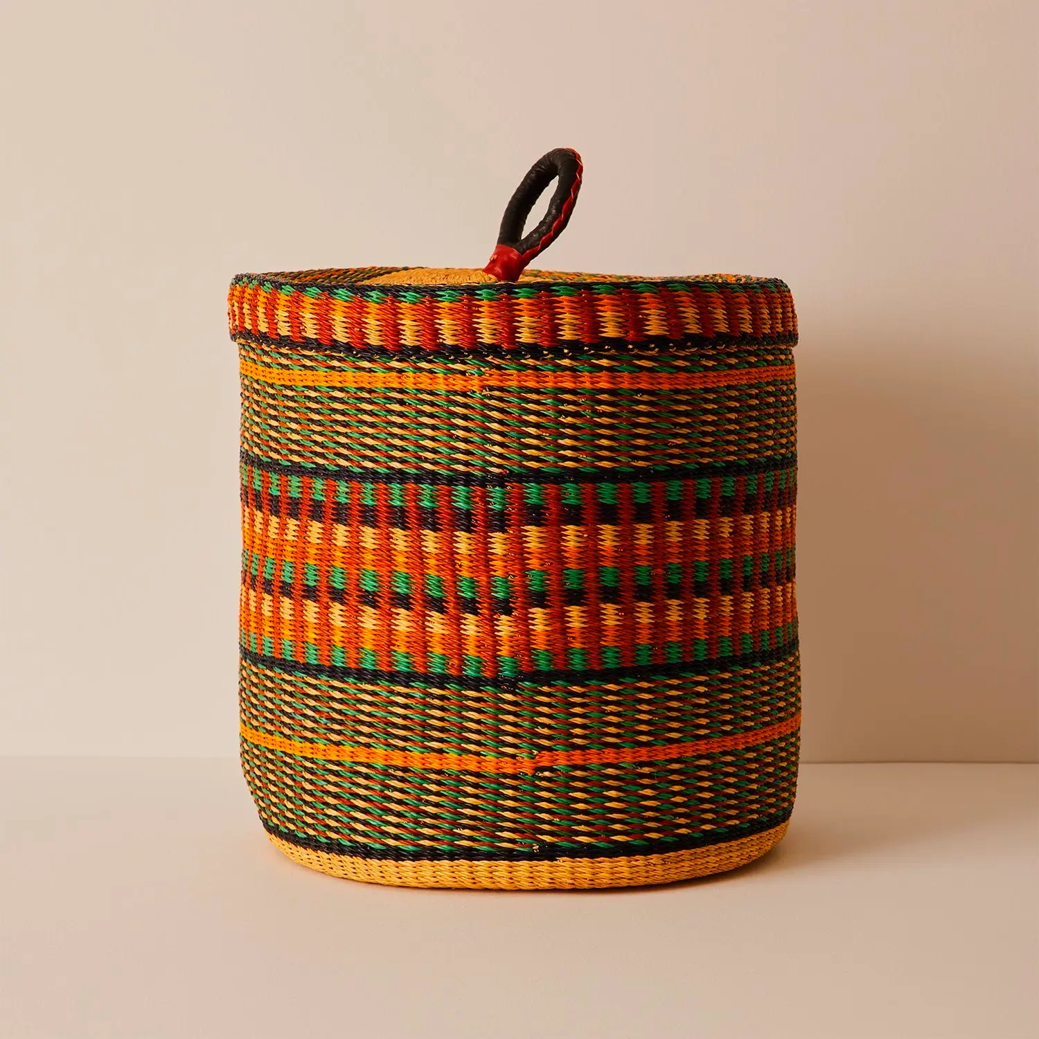 Multicolor straw laundry basket. Woven laundry basket colorful home decor.