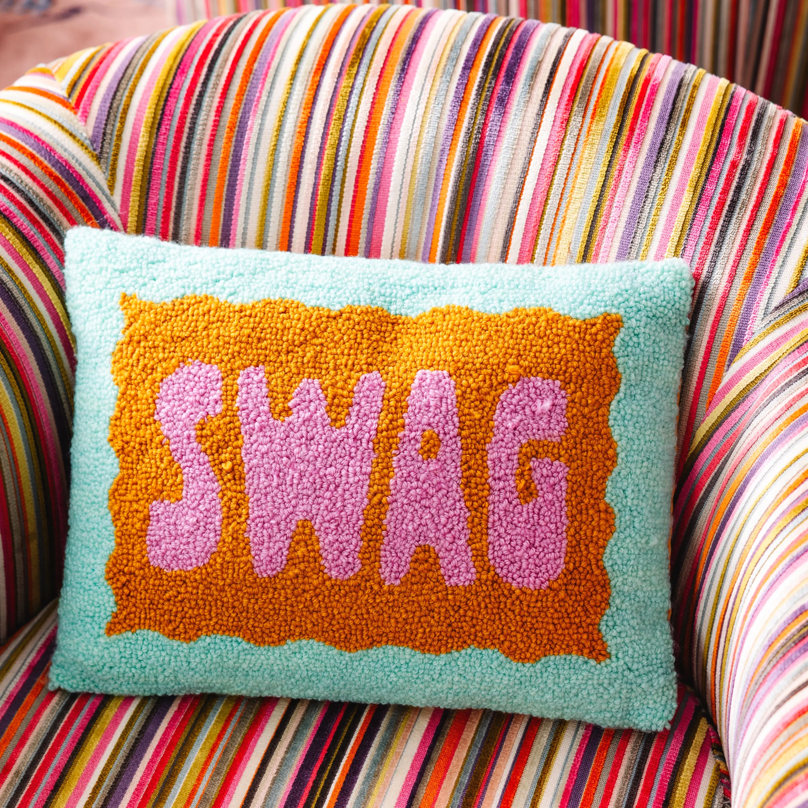 Swag hook pillow for cool bedroom or dorm decor.