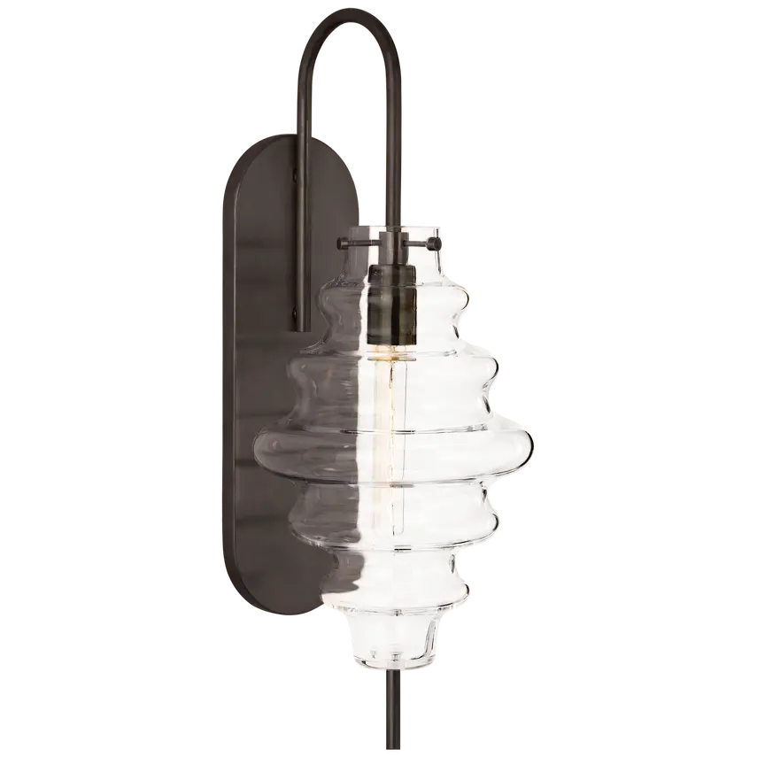 Large glass bronze wall sconce, sophisticated wall lighting for bedroom, living room, or dining areas