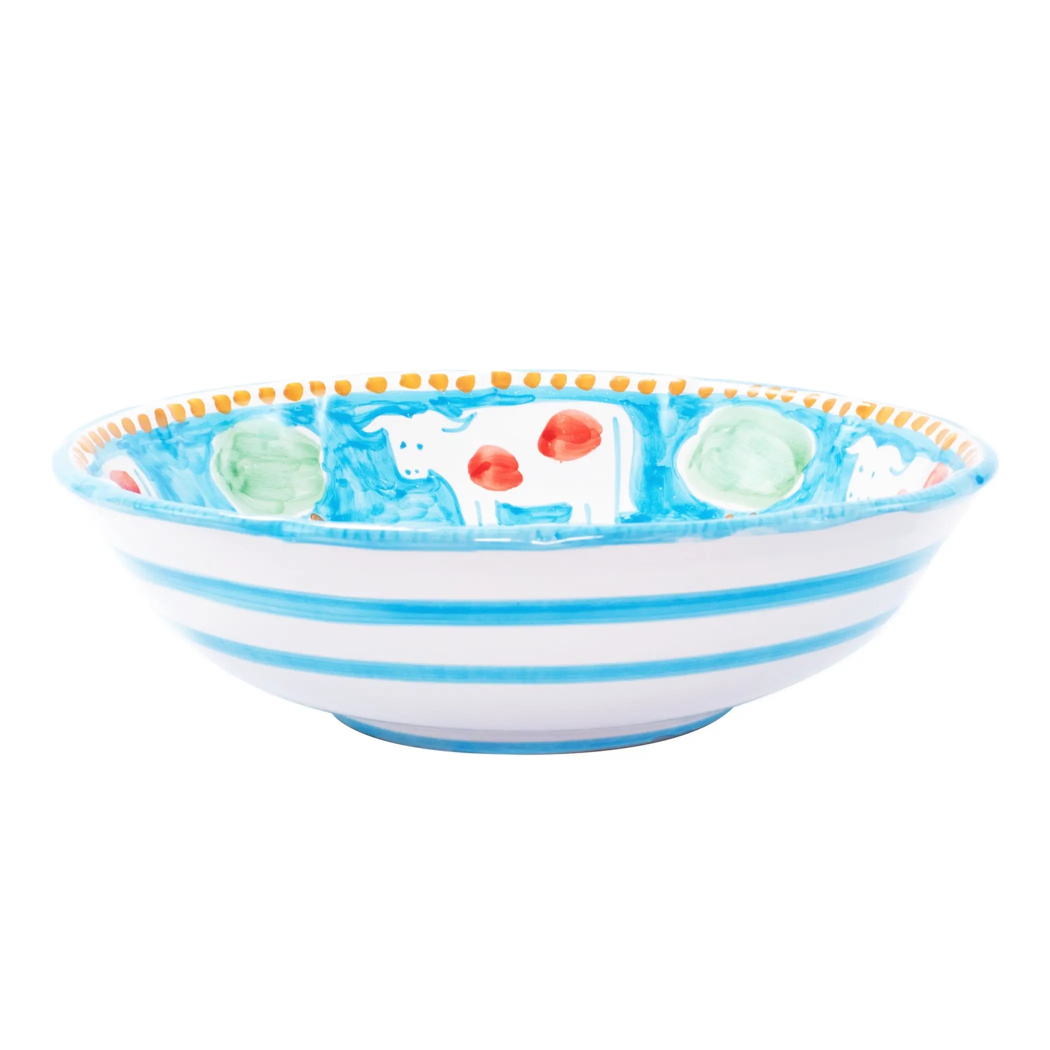 Vietri Campagna Mucca Large Serving Bowl cow motif ceramic serving bowl for farmhouse dining table