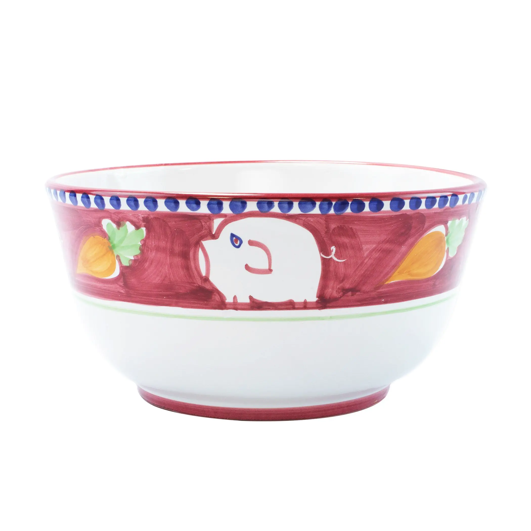 Vietri Campagna Porco Deep Serving Bowl pig motif ceramic serving bowl for farmhouse kitchen decor