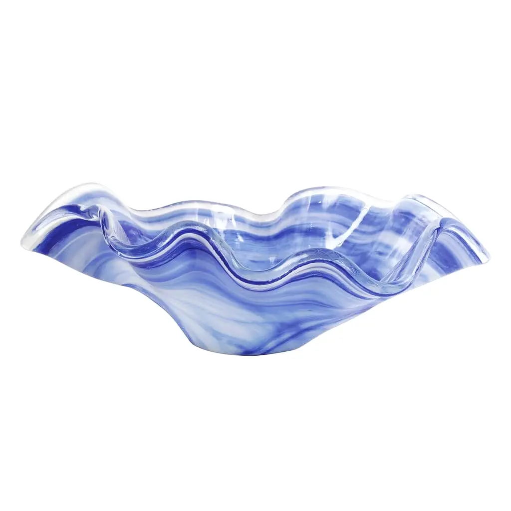 Vietri Onda Glass Cobalt Large Bowl bold blue glass centerpiece for dining table or home decor
