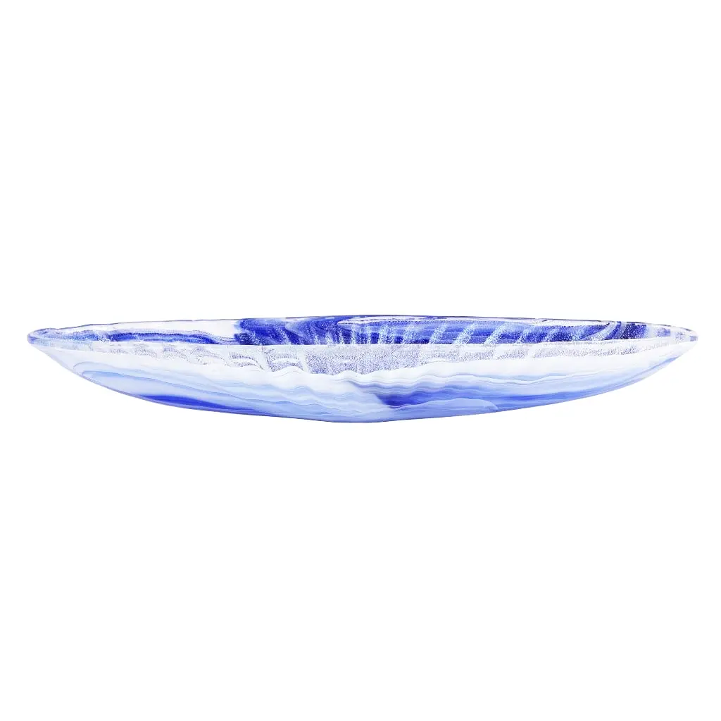 Vietri Onda Glass Cobalt Long Oval Bowl bold blue oval glass bowl for dining or living room use