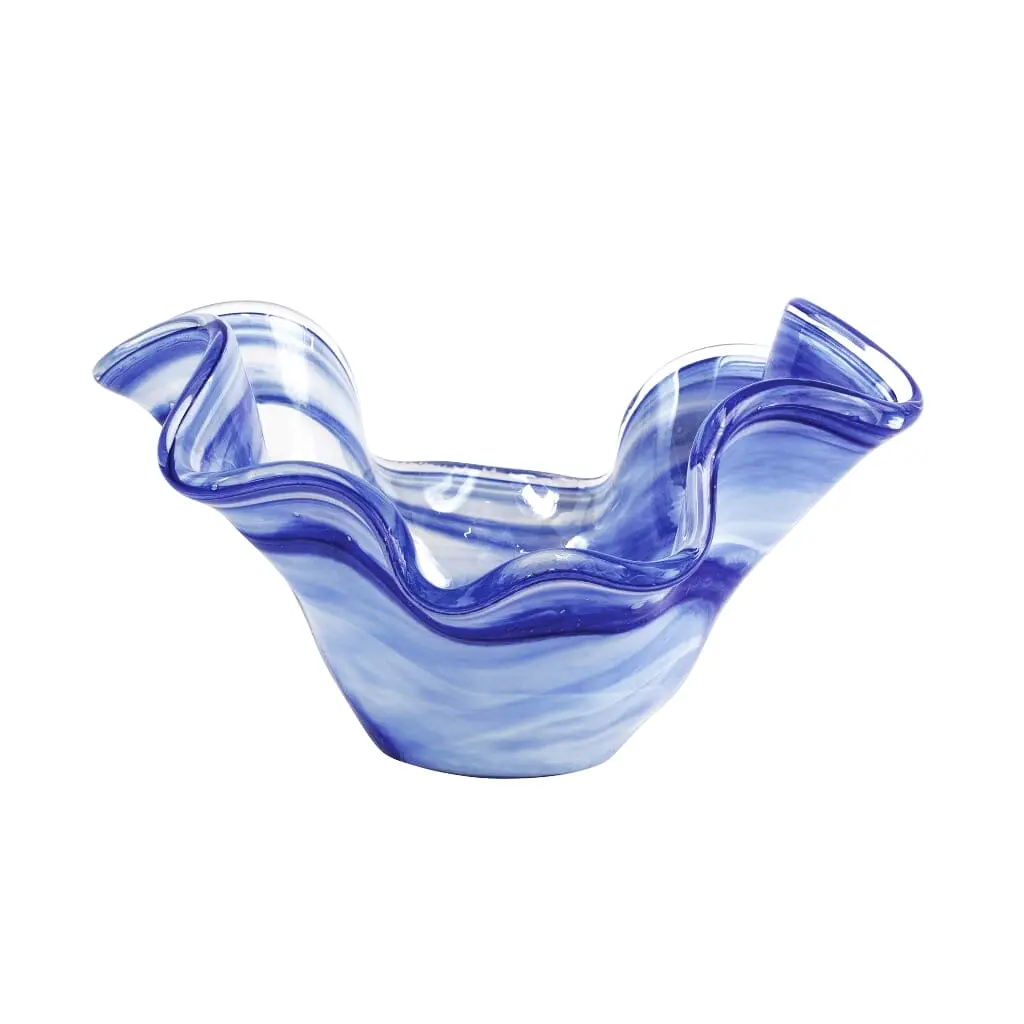Vietri Onda Glass Cobalt Medium Bowl modern cobalt glass bowl for kitchen counter or dining table
