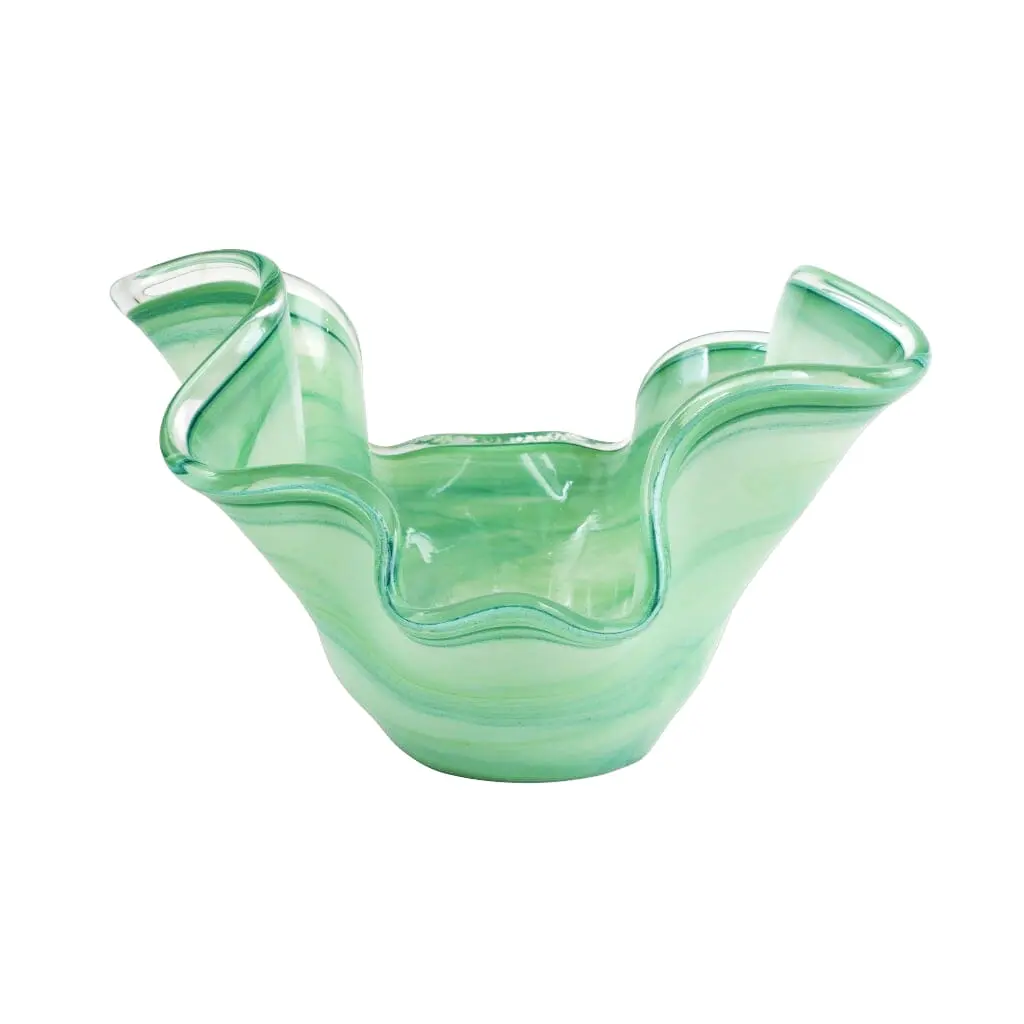 Vietri Onda Glass Green Medium Bowl chic green glass serving bowl for kitchen or dining decor
