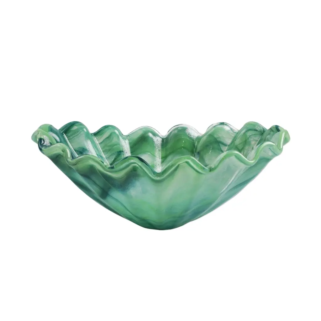 Vietri Onda Glass Green Medium Centerpiece Bowl elegant centerpiece bowl for dining or living room