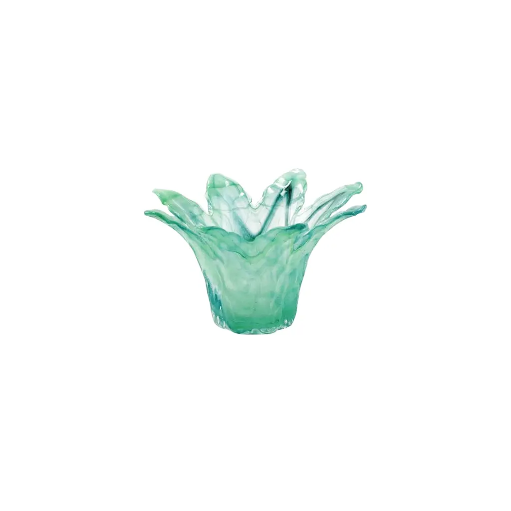 Vietri Onda Glass Green Small Leaf Centerpiece decorative green glass leaf bowl for dining decor