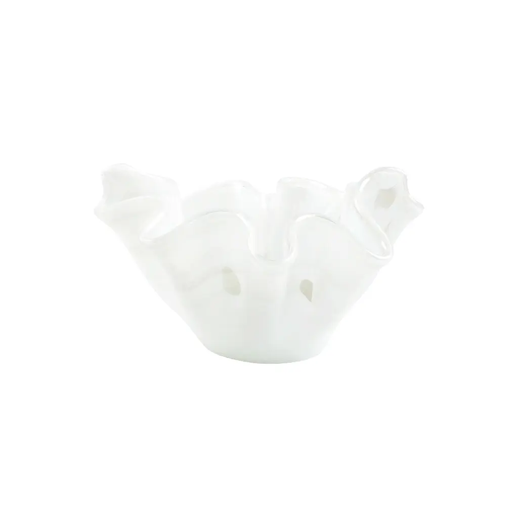 Vietri Onda Glass White Medium Bowl decorative white glass serving bowl for kitchen or dining