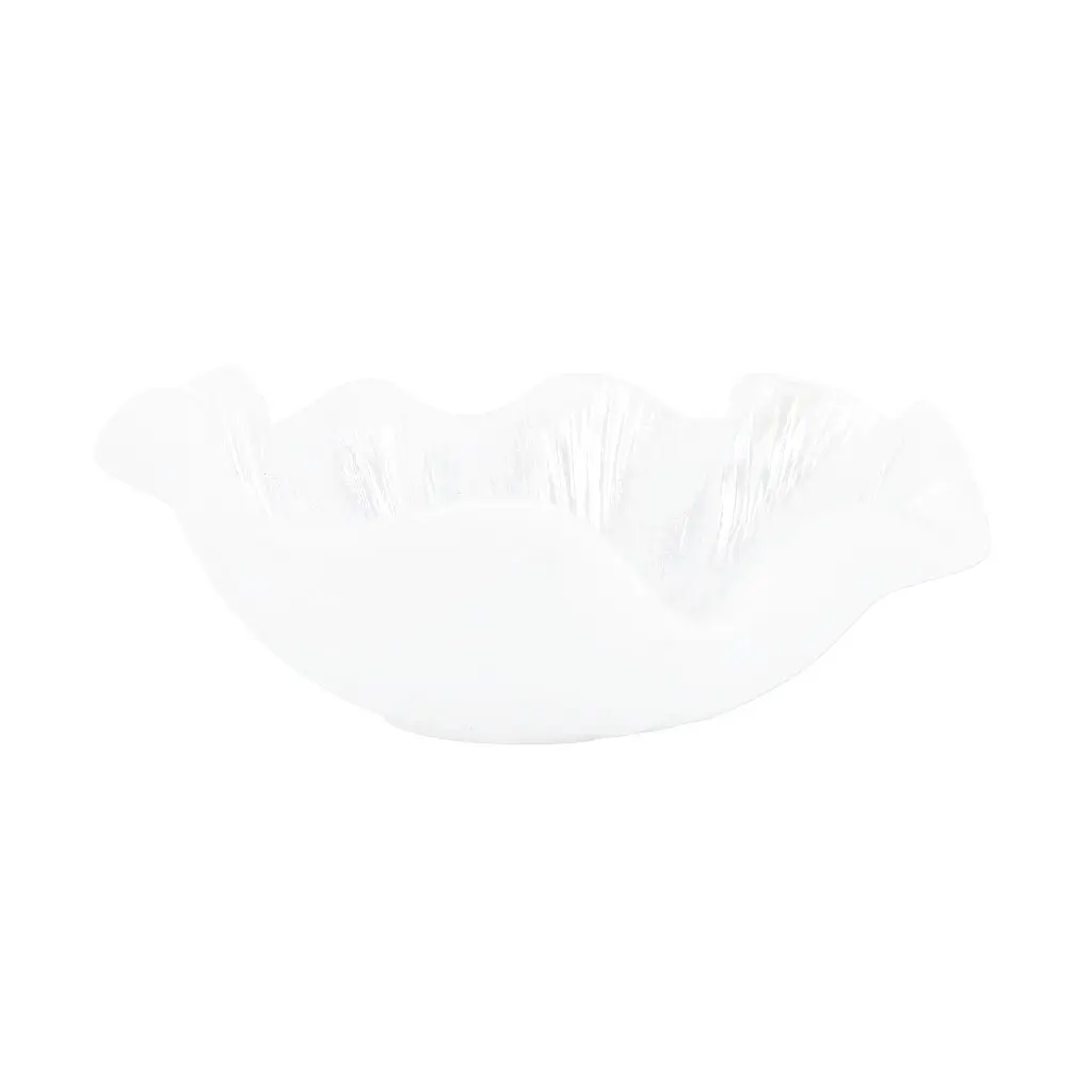 Vietri Onda Glass White Ruffled Round Bowl stylish ruffled glass centerpiece for dining or living