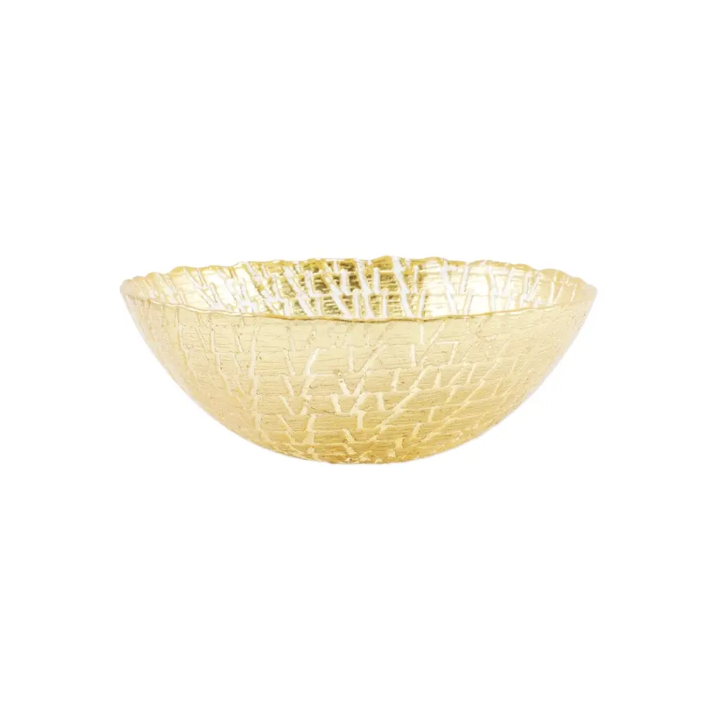 Vietri Rufolo Glass Gold Crocodile Small Bowl crocodile texture gold glass bowl for dining or decor
