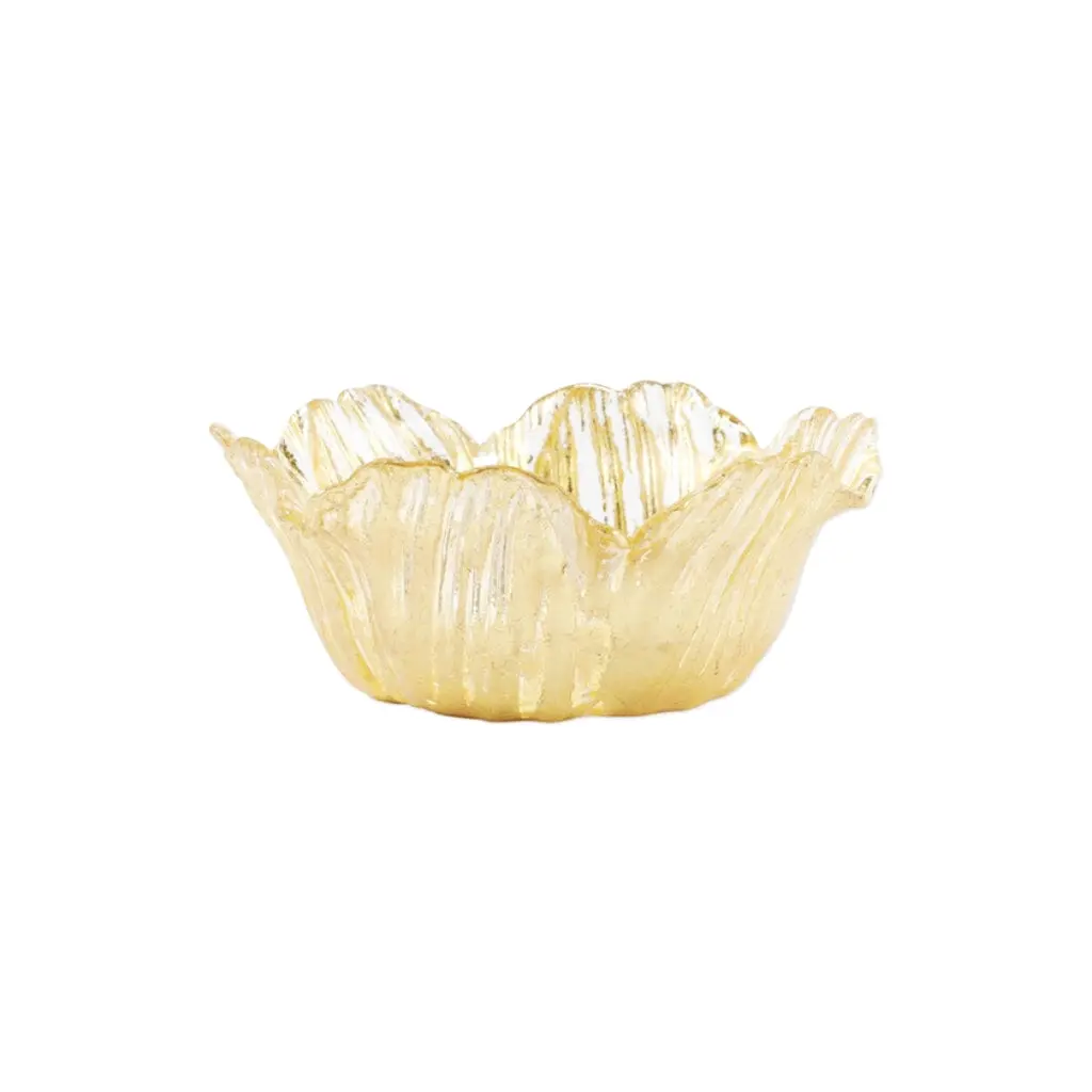Vietri Rufolo Glass Gold Flower Small Bowl elegant gold glass flower design bowl for dining table