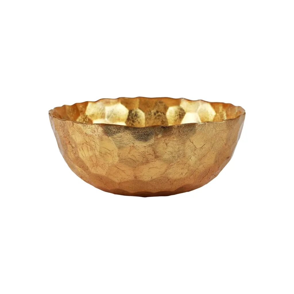 Vietri Rufolo Glass Gold Honeycomb Medium Bowl elegant honeycomb gold glass bowl for dining decor