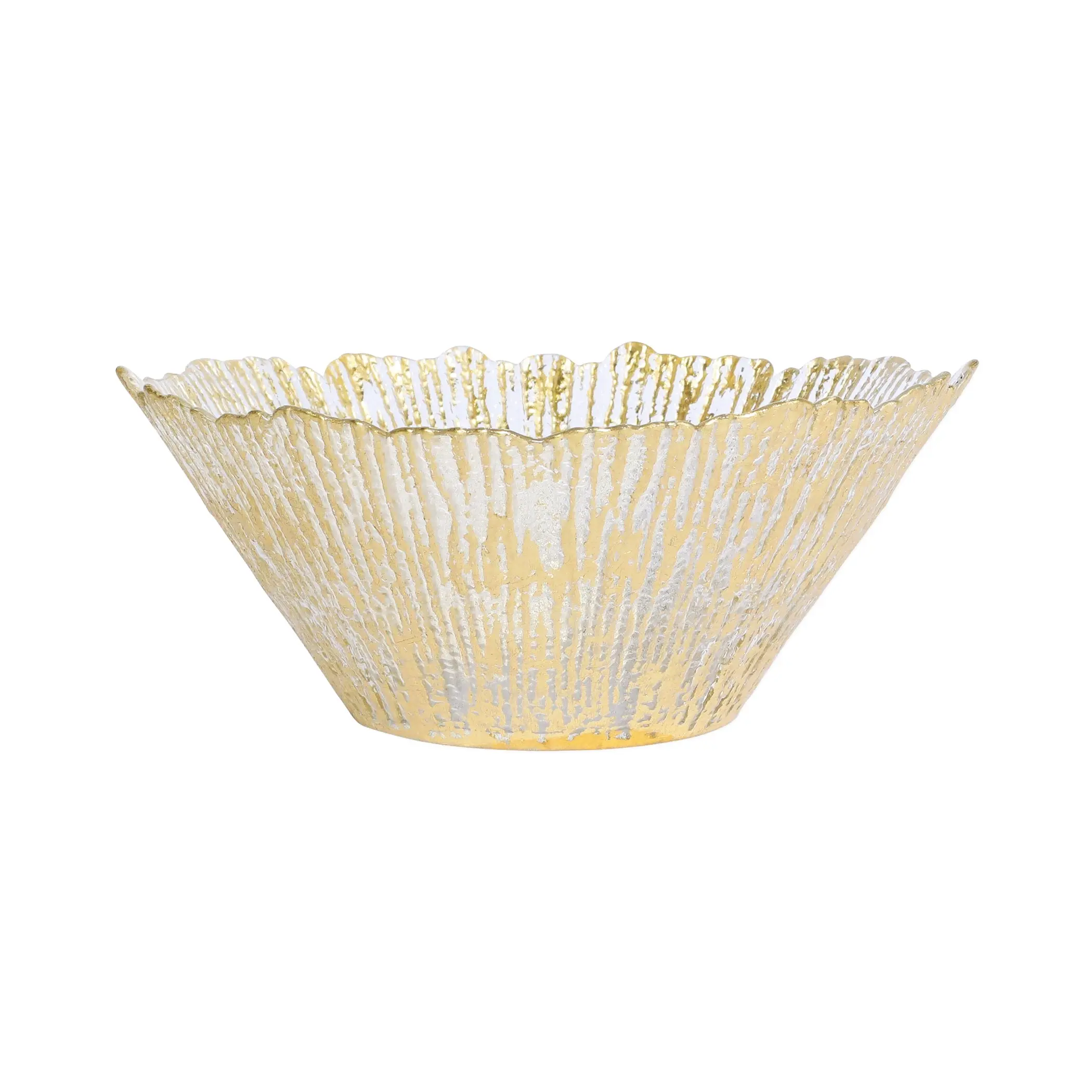 Vietri Rufolo Glass Gold Large Deep Bowl elegant gold glass serving bowl for dining table decor