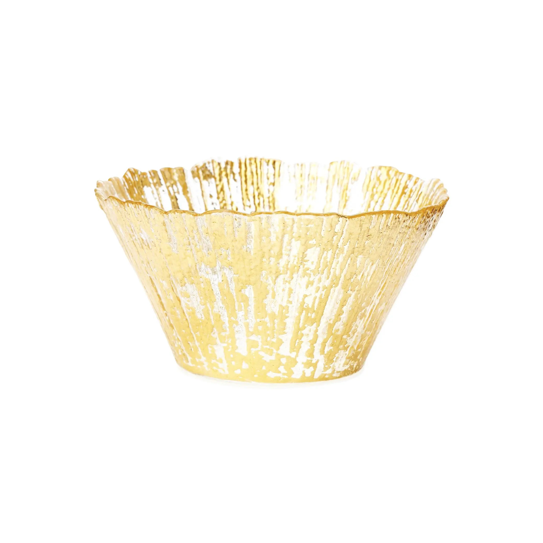 Vietri Rufolo Glass Gold Small Deep Bowl elegant glass serving bowl for kitchen or living room