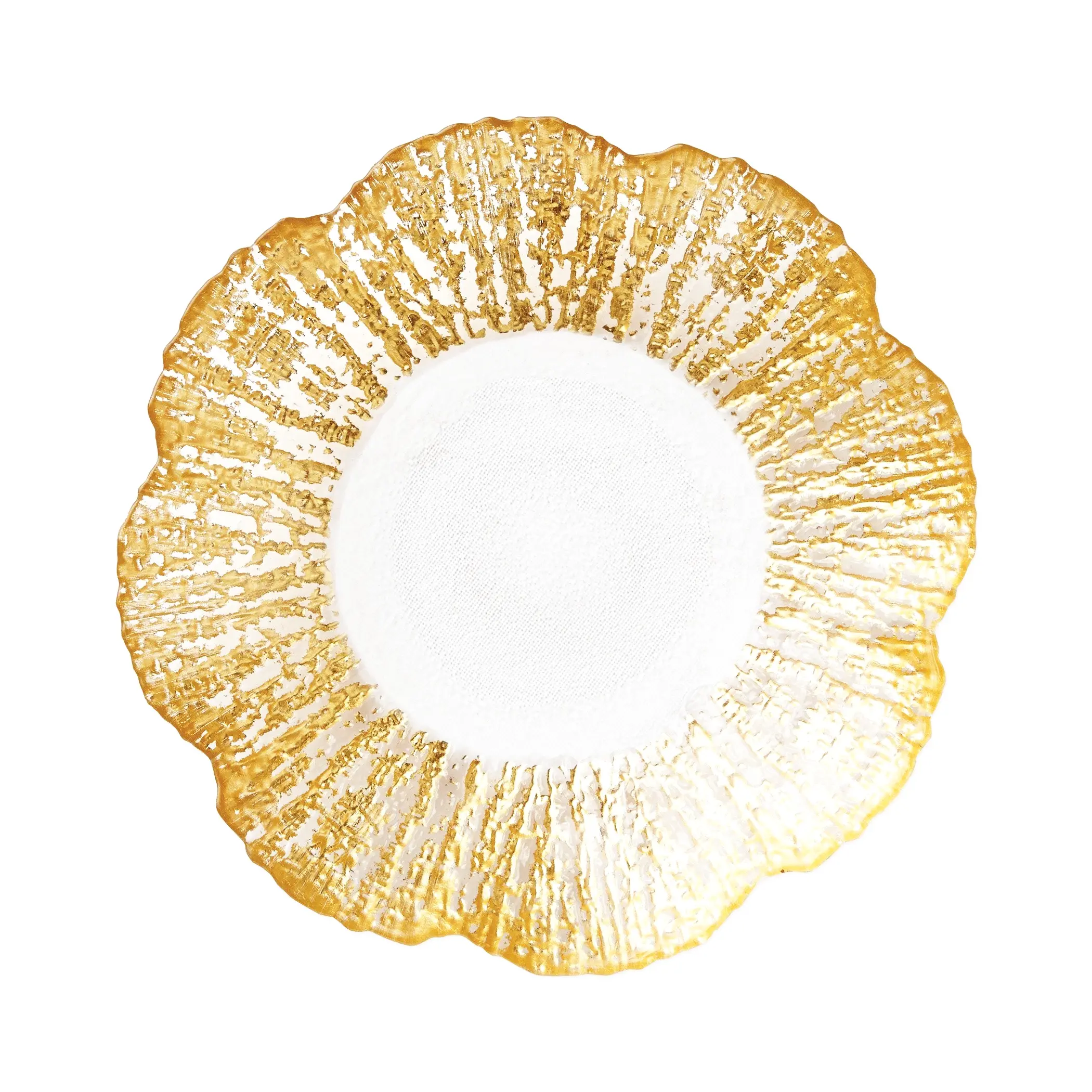 Vietri Rufolo Glass Gold Small Shallow Bowl stylish gold accent glass bowl for kitchen or dining