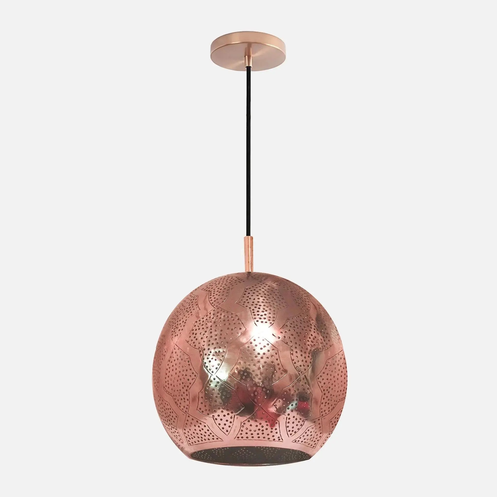 Warda copper industrial pendant light for loft style dining room, kitchen or study decor