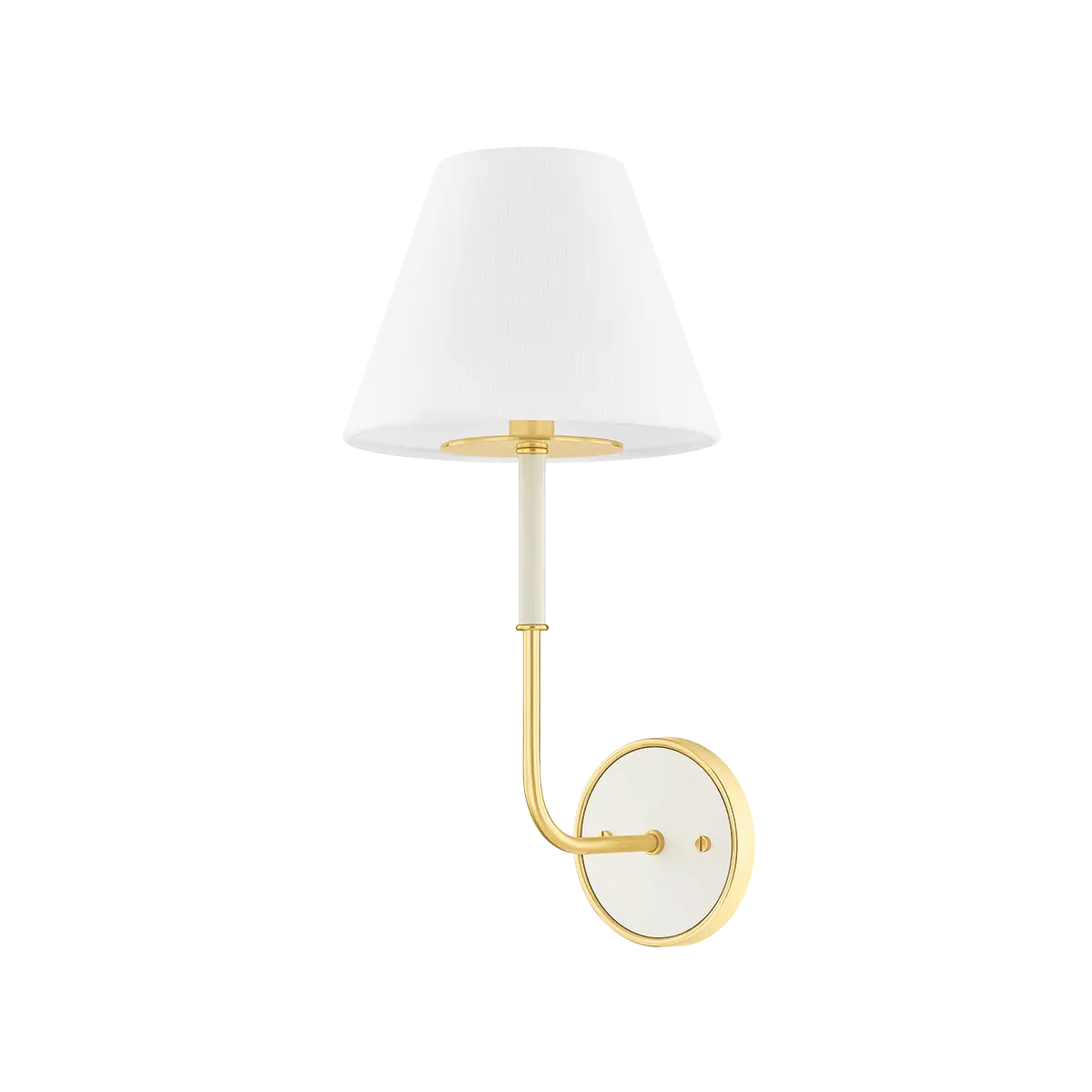 Brass off-white wall sconce, elegant wall lighting fixture for bathroom, living room or hallway décor