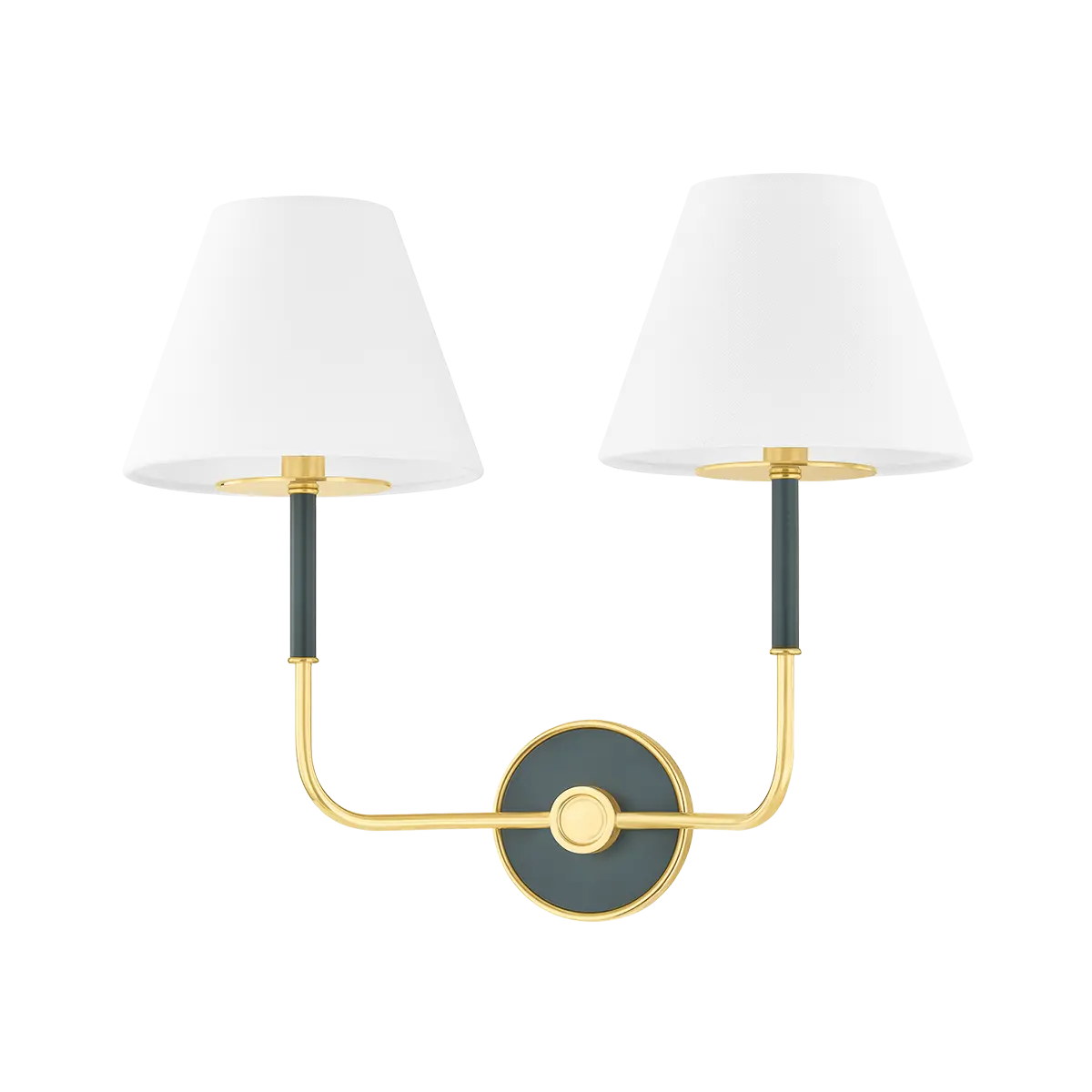 Brass studio green wall sconce, bold decorative wall light fixture for living room or office décor