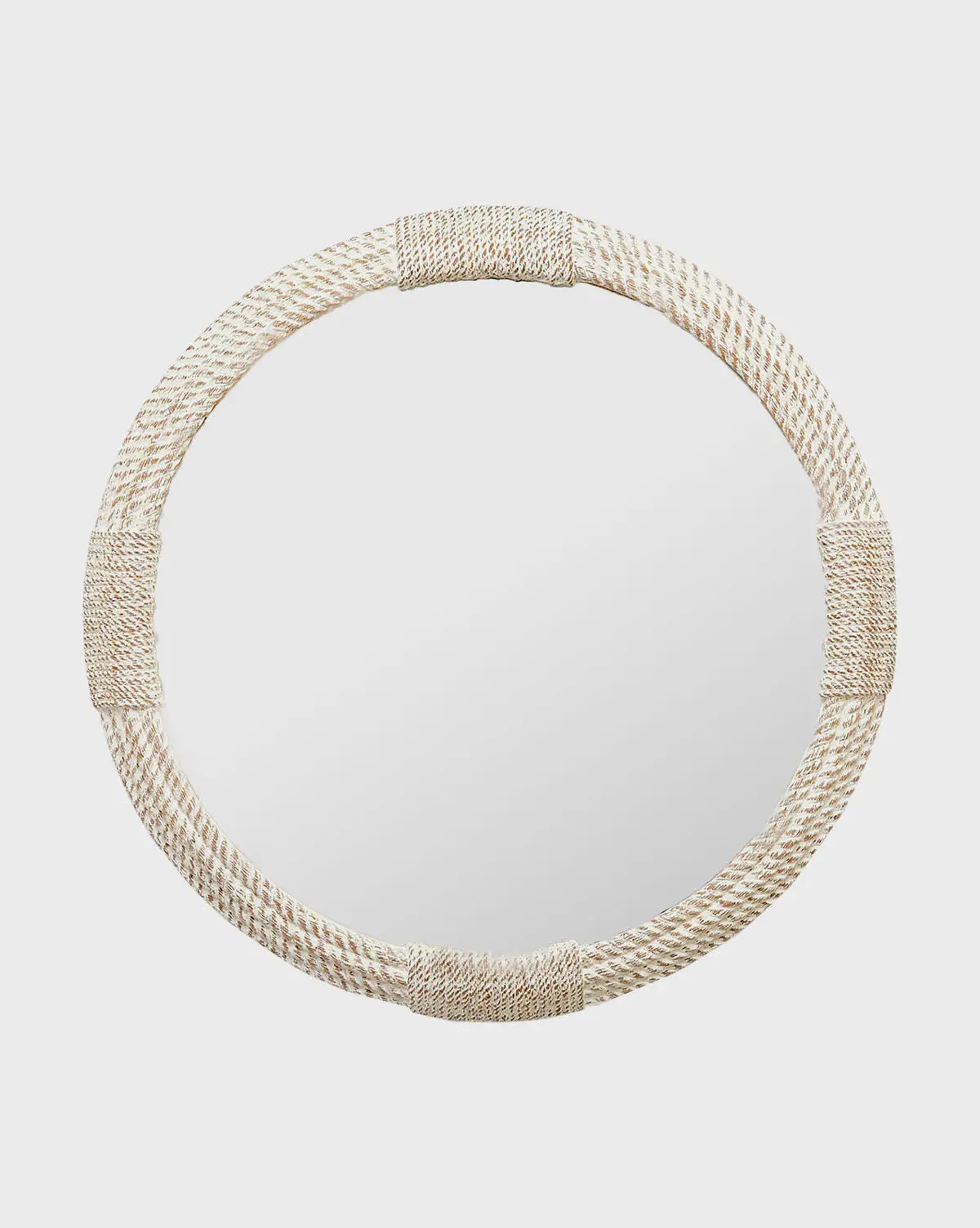 McNeil whitewashed round wall mirror. Rustic circle design for farmhouse, bathroom.
