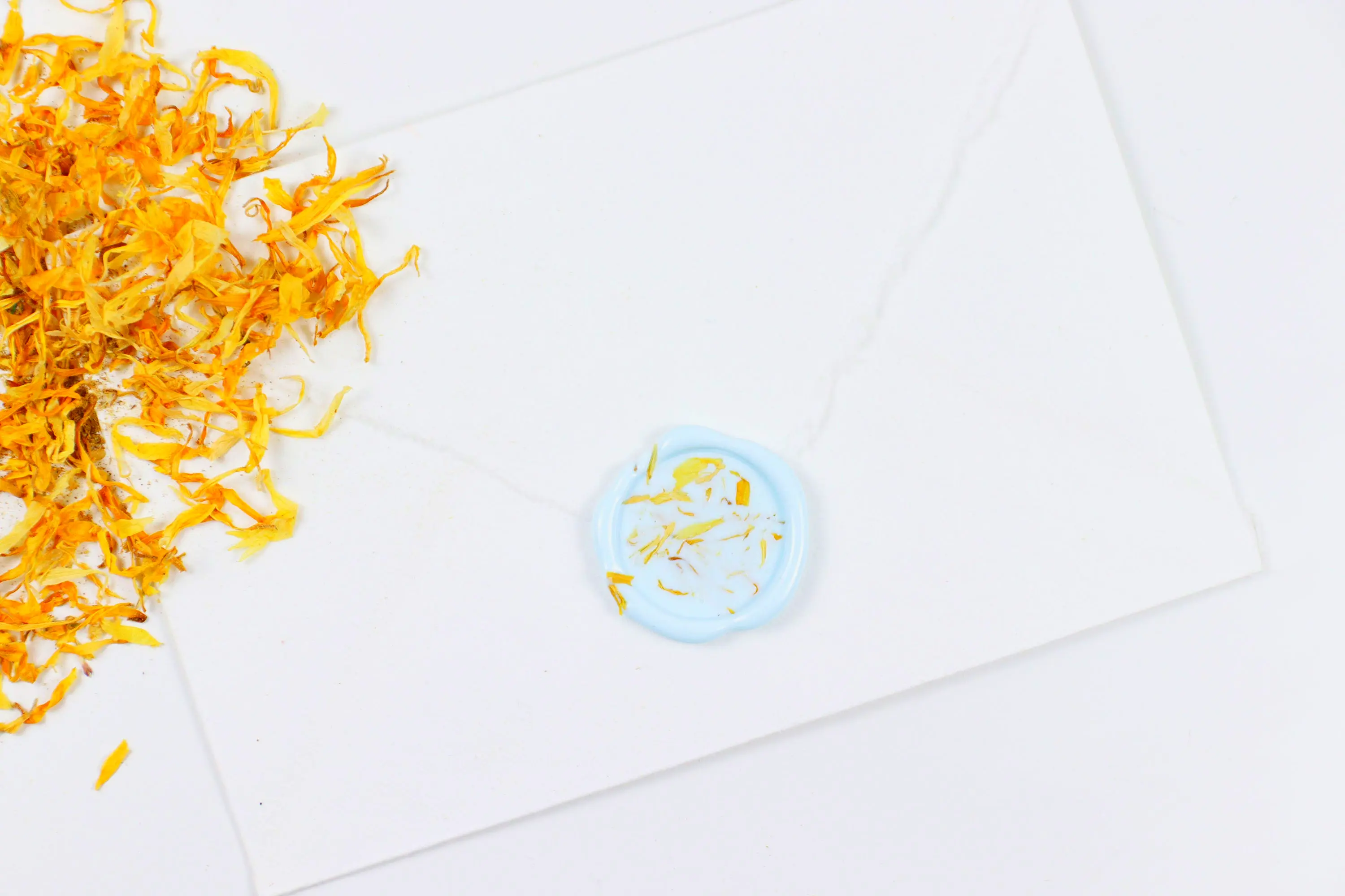 Yellow Cornflowers on Blue Wax Seal Pack of 10 or 25 for cheerful stationery or DIY projects.